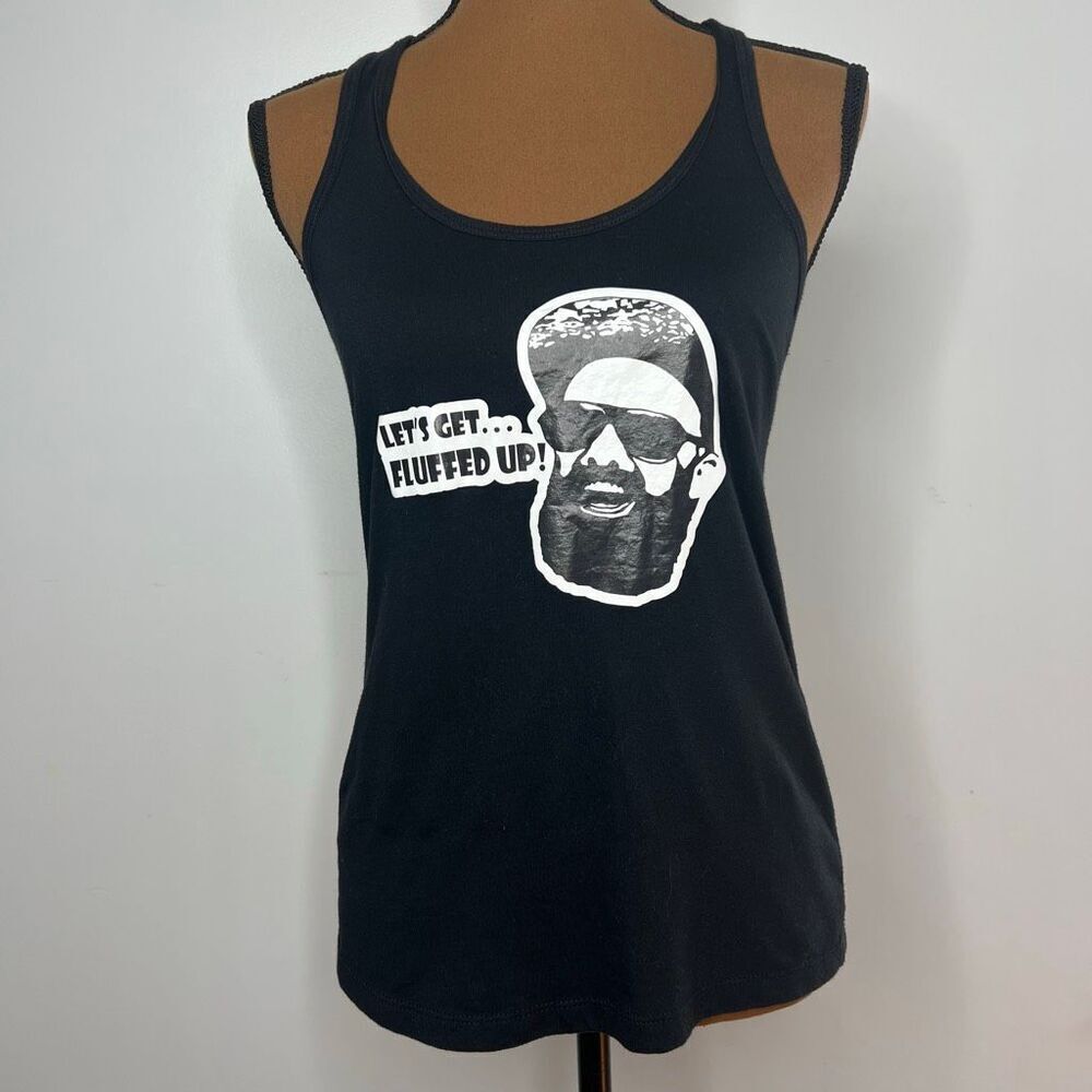 Next Level “Let’s Get fluffed Up!” Bearded Man Screenprint Racerback Tank, Small - Picture 6 of 7